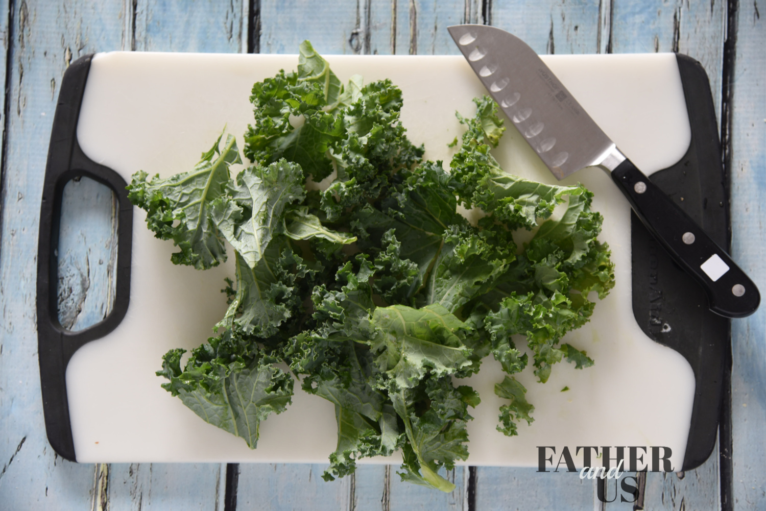 make sure you cut off the stems of your kale chips air fryer