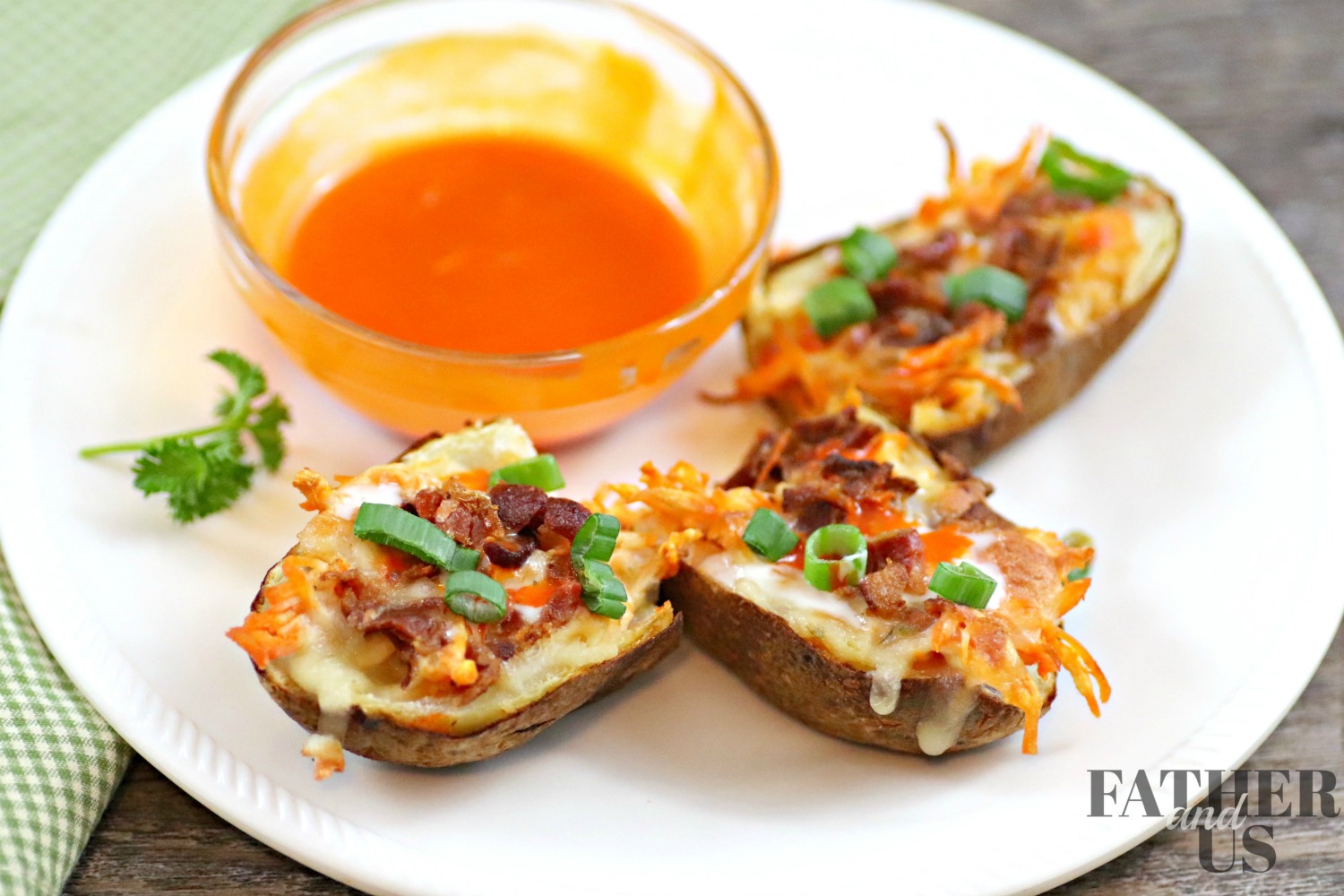 Air Fryer Potato Skins With Buffalo Chicken gives them an extra spicy kick!