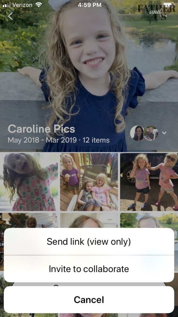 best way to share photos Father and Us