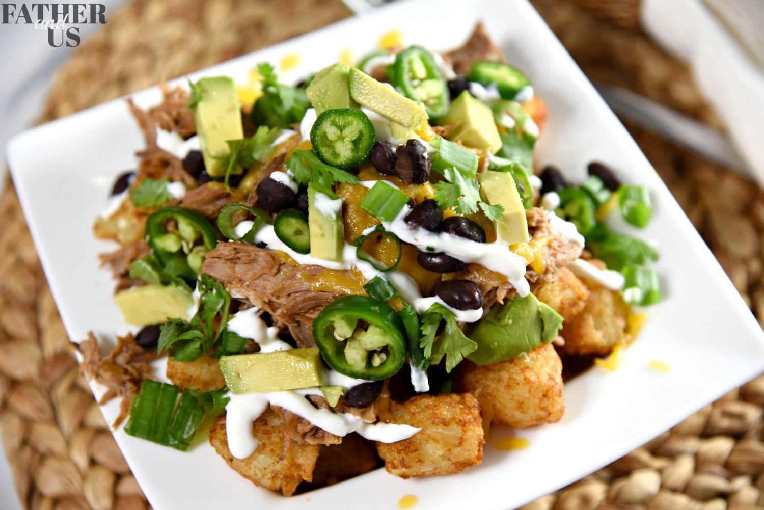 loaded totchos are a great game day food or a fun appetizer