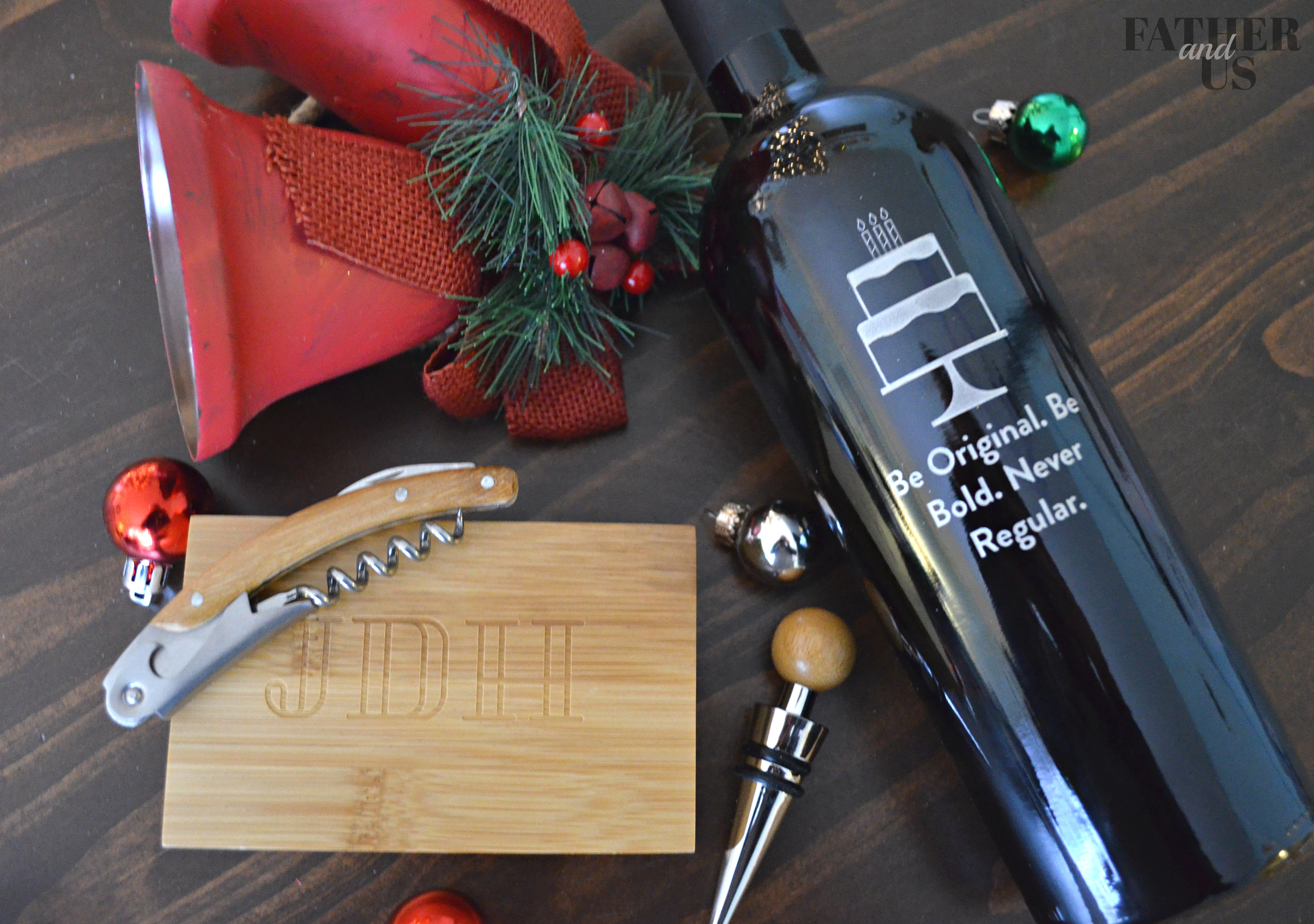 Christmas Gifts for guysPersonalized wine set Father and Us