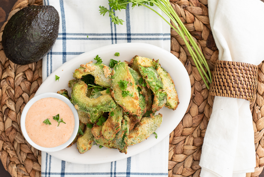 Air Fryer Avocado Fries being served as an appetizer.