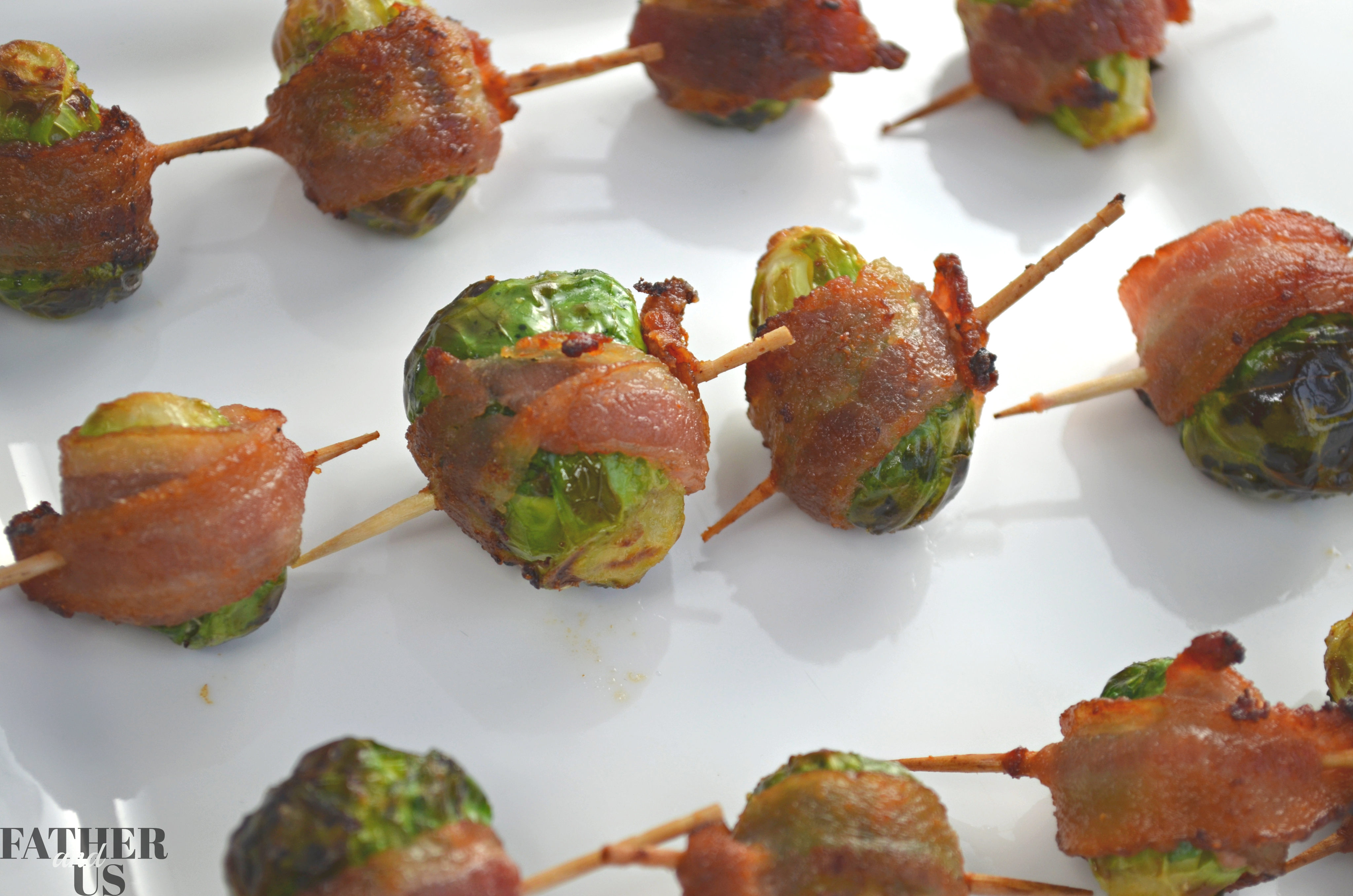 Bacon Wrapped Air Fryer Brussels Sprouts with maple syrup Father and Us