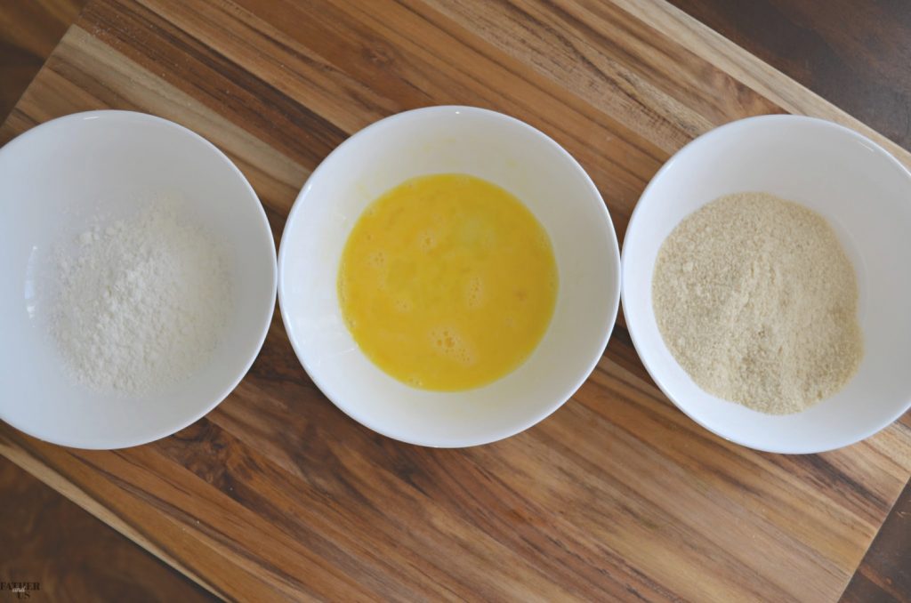 Put egg, corn starch and parmesan in different bowls. Father and Us