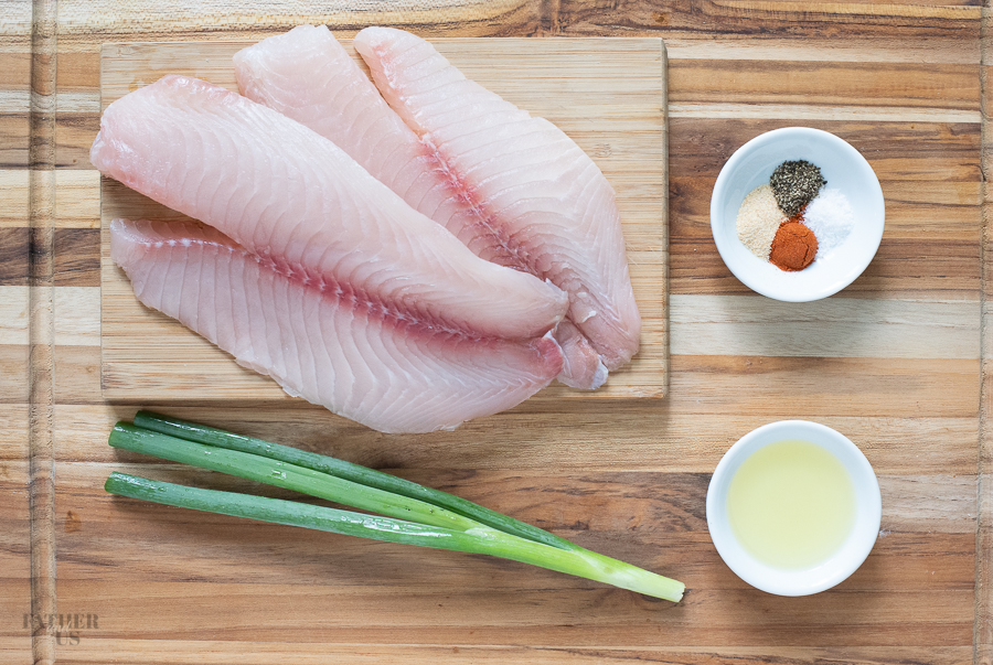 Air Fryer Tilapia Ingredients include garlic powder, paprika and olive oil.