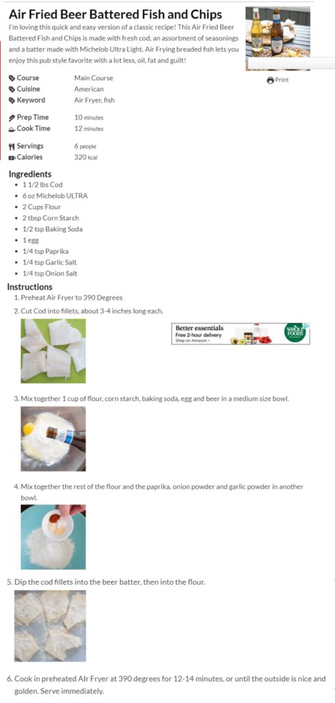 Recipe Card Fish AF Fish and CHips Recipe card - Father and Us