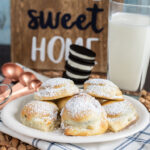 Air Fryer Oreos served for dessert with a glass of milk.