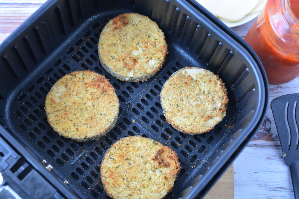 Cooking Eggplant Parmesan in Air Fryer - Father and Us